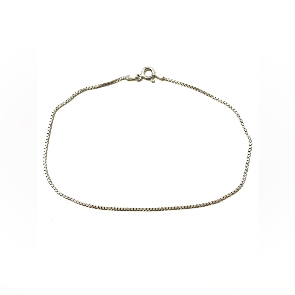 Sterling Silver 925 Box Chain Anklet 9.25”